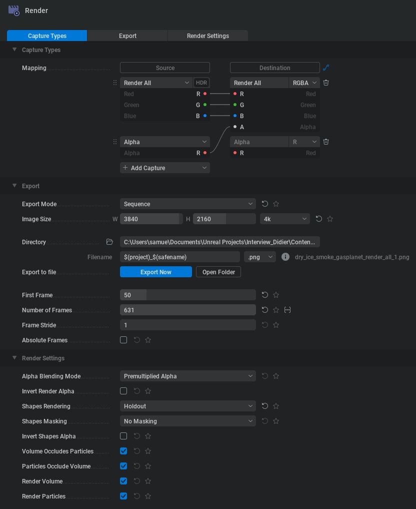 Render node settings.